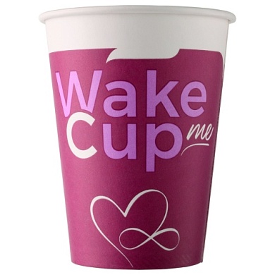 Стаканчики бумажные Wake Me Cup одноразовые с печатью (300 мл) d90 
